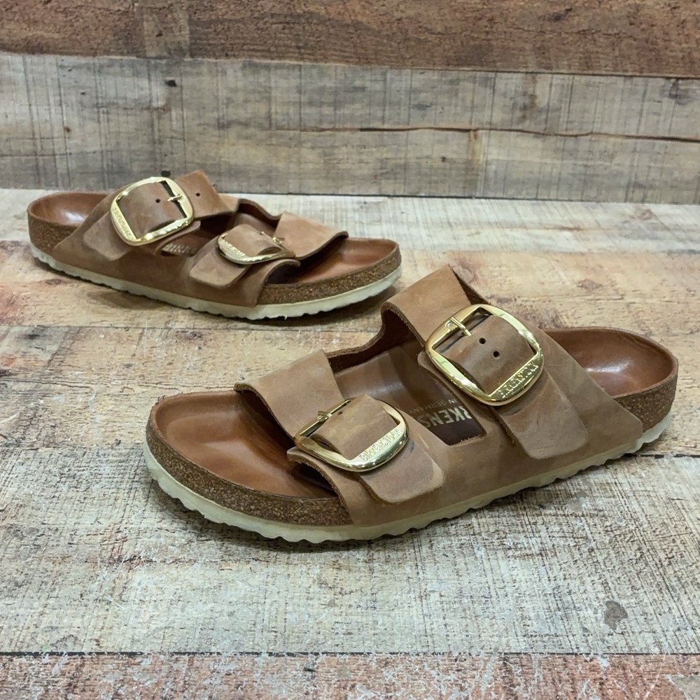Birkenstock Arizona Big Buckle Sandals Womens Size 9 N 40 Brown Leather Shoes